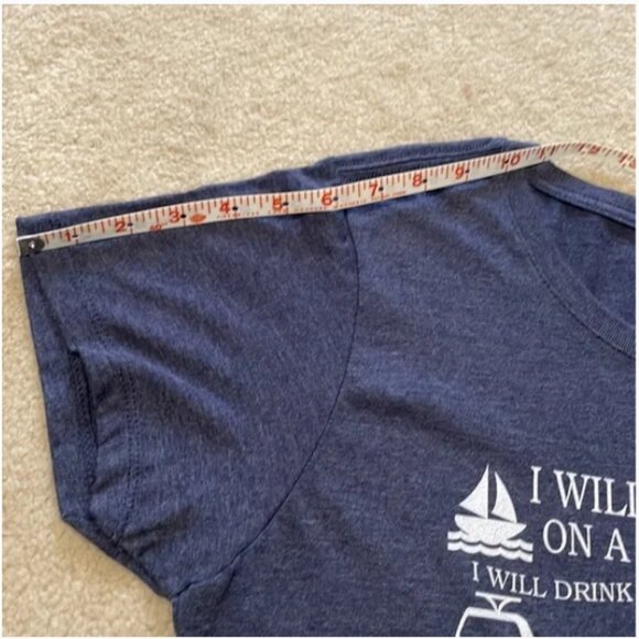 NWT I Will Drink Wine On Boat Funny Wine Lover T-Shirt Women Size Medium - Picture 7 of 9